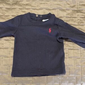 Ralph Lauren Kids Long Sleeve Shirt in Dark Blue with Red Logo